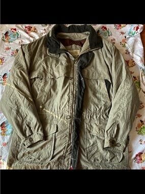 St. John's Bay Olive Green Military Field Jacket with Black Trim
